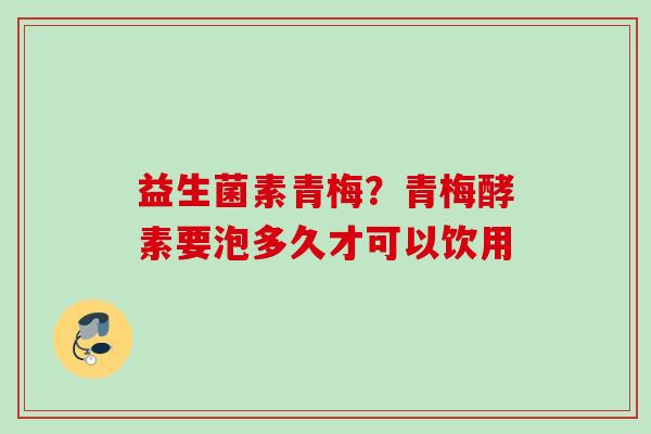 益生菌素青梅？青梅酵素要泡多久才可以饮用