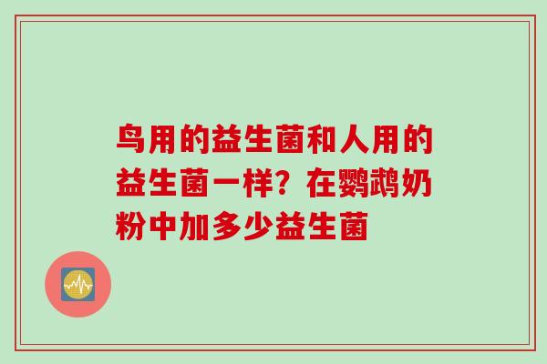 鸟用的益生菌和人用的益生菌一样?在鹦鹉奶粉中加多少益生菌 鸟用的益生菌和人用的益生菌一样?在鹦鹉奶粉中加多少益生菌