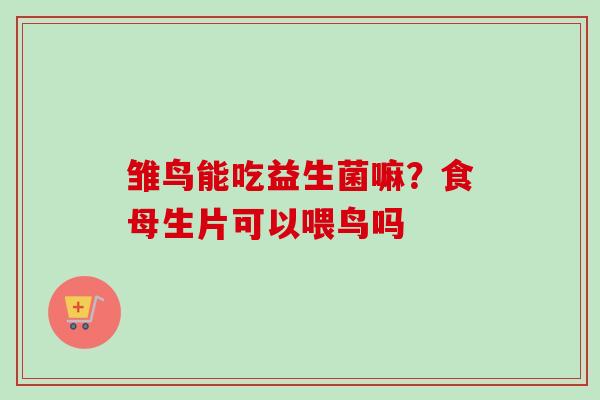 雏鸟能吃益生菌嘛？食母生片可以喂鸟吗