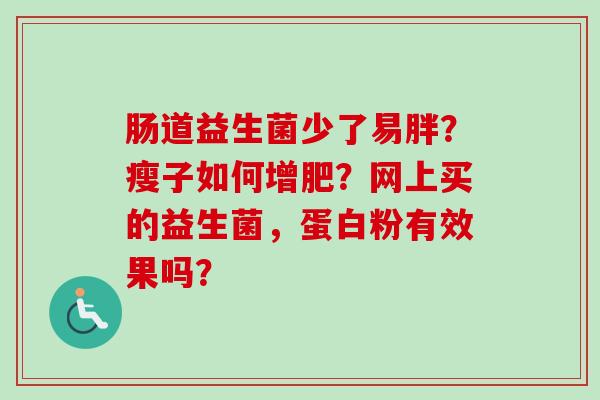 肠道益生菌少了易胖？瘦子如何增肥？网上买的益生菌，蛋白粉有效果吗？