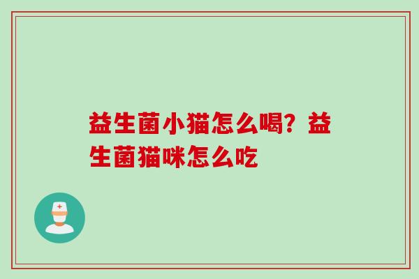 益生菌小猫怎么喝？益生菌猫咪怎么吃