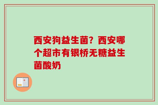 西安狗益生菌？西安哪个超市有银桥无糖益生菌酸奶