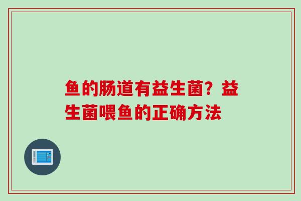 鱼的肠道有益生菌?益生菌喂鱼的正确方法 鱼的肠道有益生菌?益生菌喂鱼的正确方法