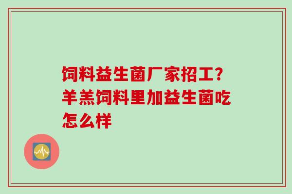 饲料益生菌厂家招工？羊羔饲料里加益生菌吃怎么样