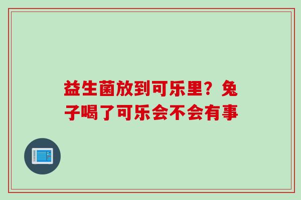 益生菌放到可乐里？兔子喝了可乐会不会有事