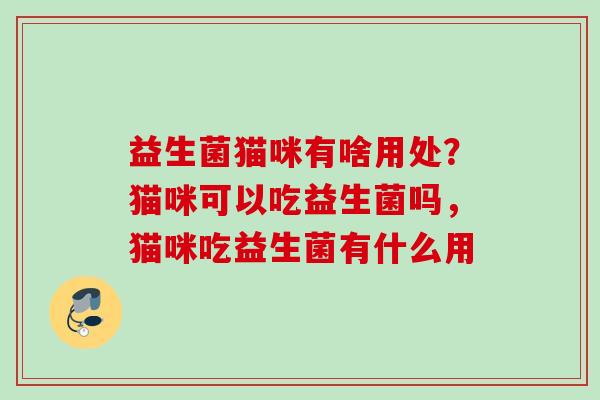 益生菌猫咪有啥用处？猫咪可以吃益生菌吗，猫咪吃益生菌有什么用