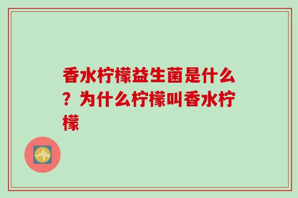 香水柠檬益生菌是什么？为什么柠檬叫香水柠檬