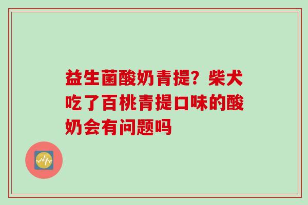 益生菌酸奶青提？柴犬吃了百桃青提口味的酸奶会有问题吗