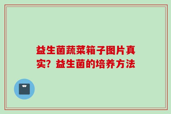 益生菌蔬菜箱子图片真实?益生菌的培养方法 益生菌蔬菜箱子图片真实?益生菌的培养方法