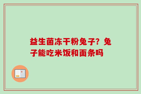 益生菌冻干粉兔子？兔子能吃米饭和面条吗