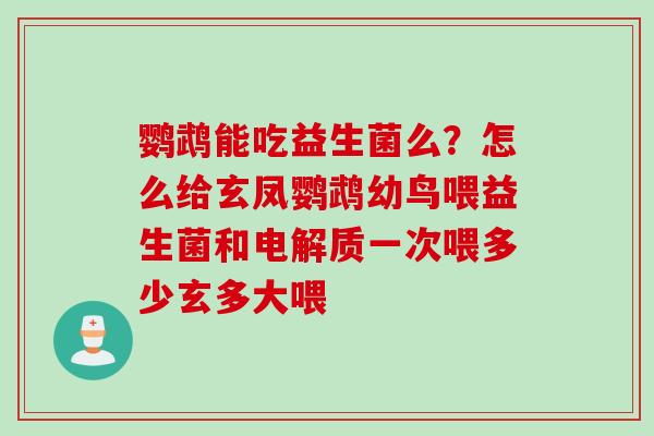鹦鹉能吃益生菌么？怎么给玄凤鹦鹉幼鸟喂益生菌和电解质一次喂多少玄多大喂