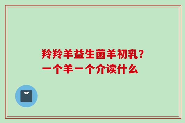 羚羚羊益生菌羊初乳？一个羊一个介读什么