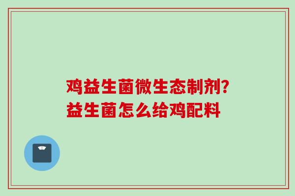 鸡益生菌微生态制剂？益生菌怎么给鸡配料