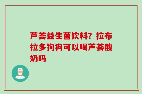 芦荟益生菌饮料？拉布拉多狗狗可以喝芦荟酸奶吗