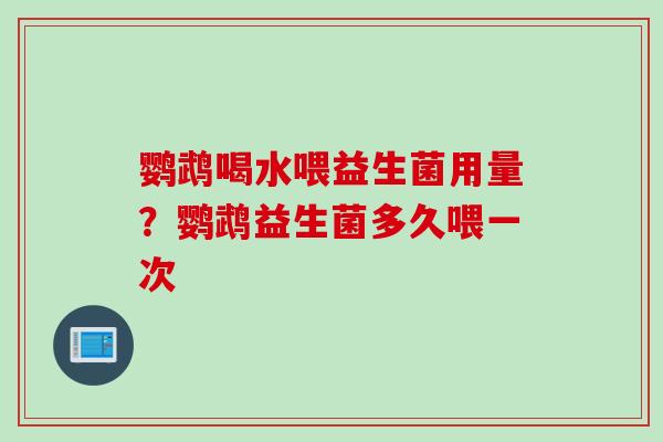 鹦鹉喝水喂益生菌用量？鹦鹉益生菌多久喂一次