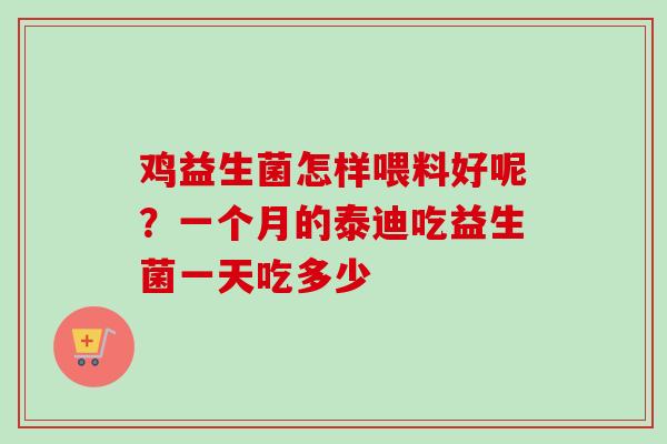 鸡益生菌怎样喂料好呢？一个月的泰迪吃益生菌一天吃多少