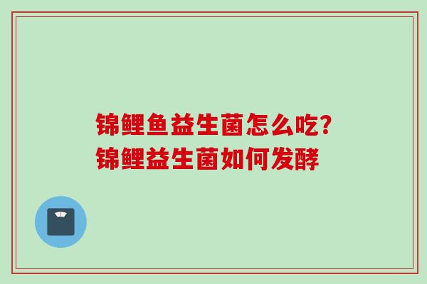 锦鲤鱼益生菌怎么吃?锦鲤益生菌如何发酵 锦鲤鱼益生菌怎么吃?锦鲤益生菌如何发酵