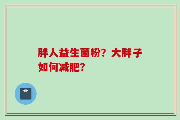 胖人益生菌粉？大胖子如何？