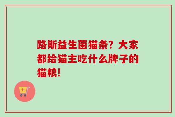 路斯益生菌猫条？大家都给猫主吃什么牌子的猫粮!