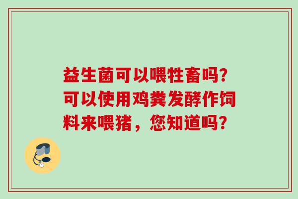 益生菌可以喂牲畜吗?可以使用鸡粪发酵作饲料来喂猪,您知道吗? 益生菌可以喂牲畜吗?可以使用鸡粪发酵作饲料来喂猪,您知道吗?