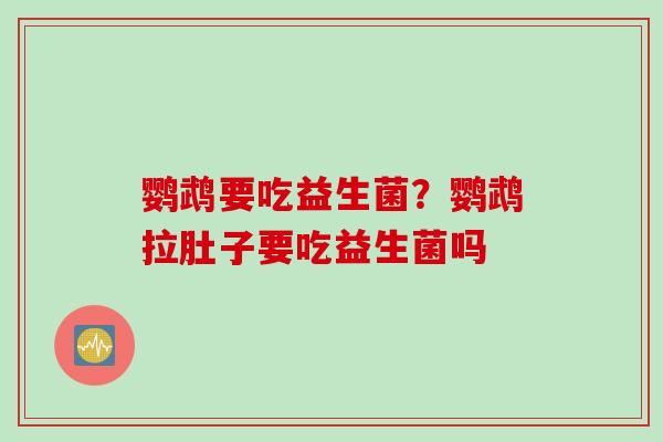 鹦鹉要吃益生菌？鹦鹉拉肚子要吃益生菌吗