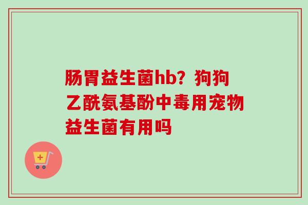 肠胃益生菌hb？狗狗乙酰氨基酚中毒用宠物益生菌有用吗