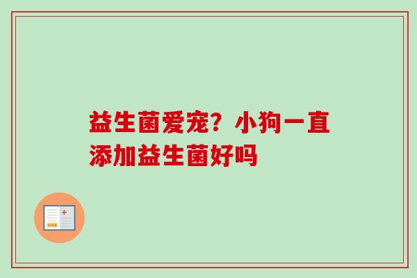 益生菌爱宠？小狗一直添加益生菌好吗