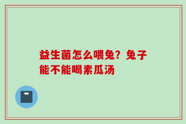 益生菌怎么喂兔？兔子能不能喝素瓜汤