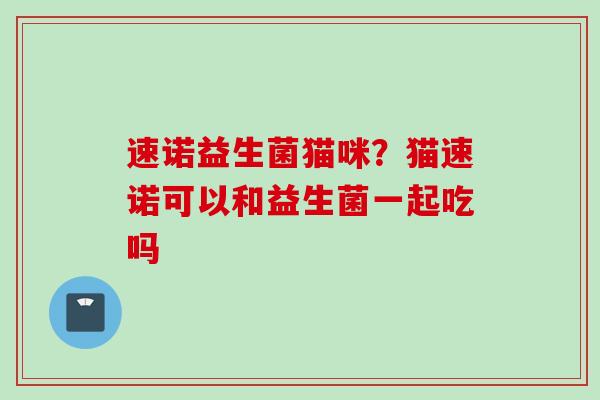 速诺益生菌猫咪？猫速诺可以和益生菌一起吃吗