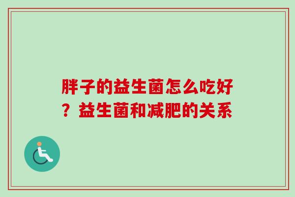 胖子的益生菌怎么吃好？益生菌和的关系
