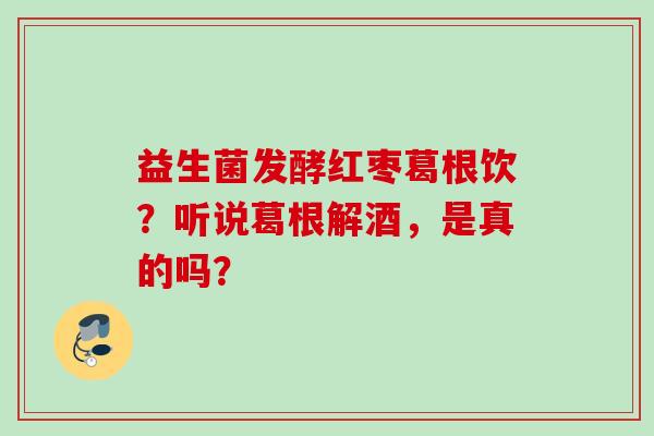 益生菌发酵红枣葛根饮？听说葛根解酒，是真的吗？