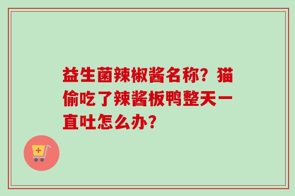 益生菌辣椒酱名称？猫偷吃了辣酱板鸭整天一直吐怎么办？