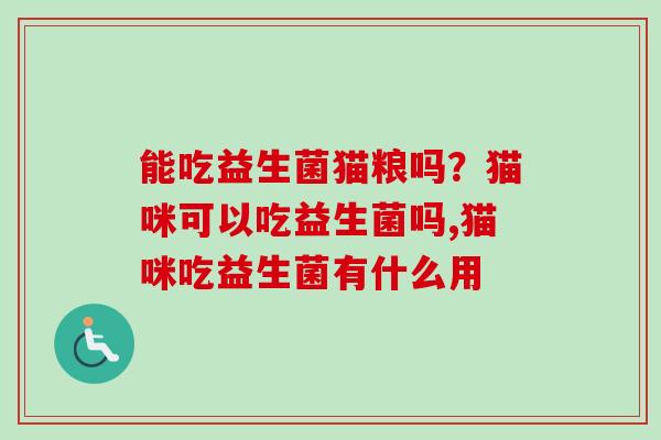能吃益生菌猫粮吗?猫咪可以吃益生菌吗,猫咪吃益生菌有什么用 能吃益生菌猫粮吗?猫咪可以吃益生菌吗,猫咪吃益生菌有什么用