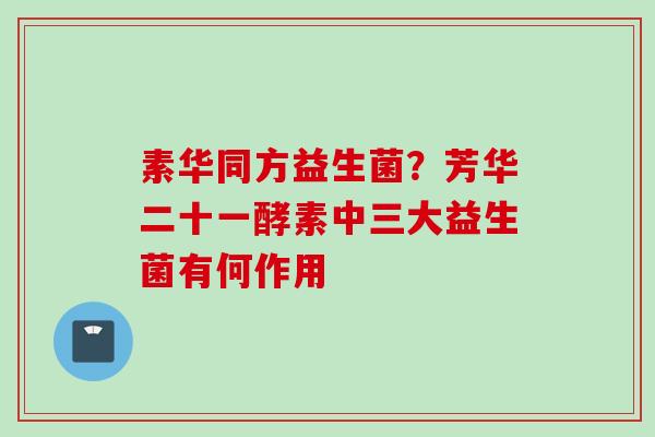 素华同方益生菌？芳华二十一酵素中三大益生菌有何作用