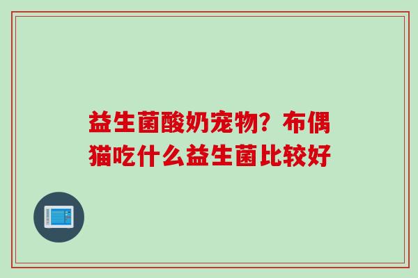 益生菌酸奶宠物？布偶猫吃什么益生菌比较好