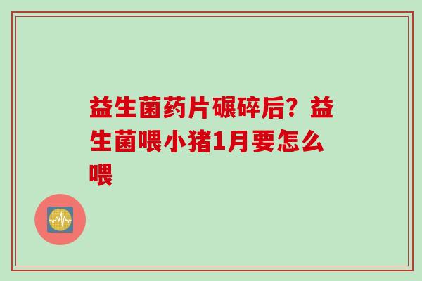 益生菌药片碾碎后？益生菌喂小猪1月要怎么喂