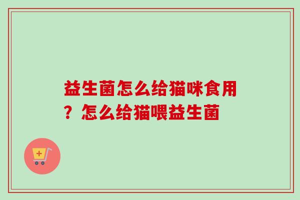 益生菌怎么给猫咪食用?怎么给猫喂益生菌 益生菌怎么给猫咪食用?怎么给猫喂益生菌