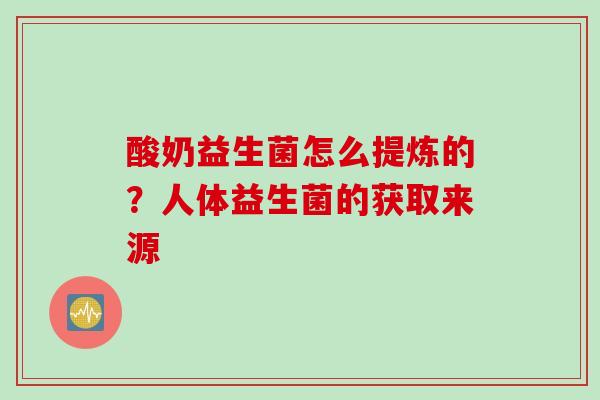 酸奶益生菌怎么提炼的？人体益生菌的获取来源