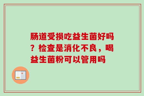 肠道受损吃益生菌好吗？检查是，喝益生菌粉可以管用吗