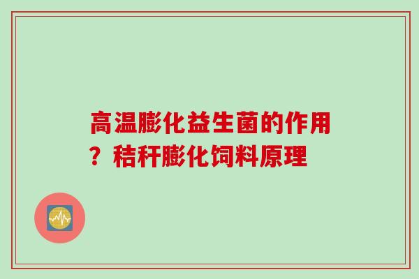 高温膨化益生菌的作用?秸秆膨化饲料原理 高温膨化益生菌的作用?秸秆膨化饲料原理