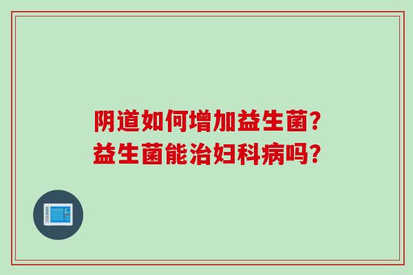 如何增加益生菌？益生菌能吗？