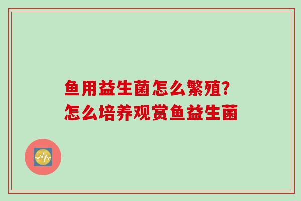 鱼用益生菌怎么繁殖?怎么培养观赏鱼益生菌 鱼用益生菌怎么繁殖?怎么培养观赏鱼益生菌