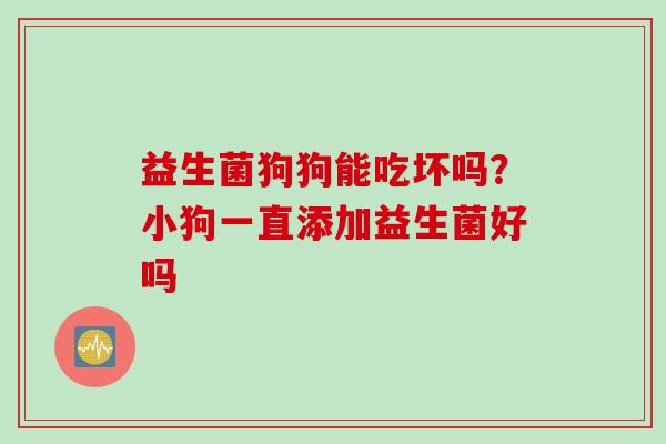 益生菌狗狗能吃坏吗？小狗一直添加益生菌好吗