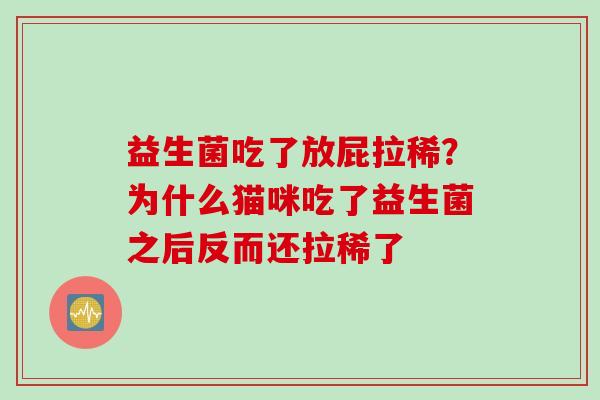 益生菌吃了放屁拉稀?为什么猫咪吃了益生菌之后反而还拉稀了 益生菌吃了放屁拉稀?为什么猫咪吃了益生菌之后反而还拉稀了