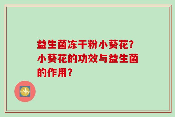 益生菌冻干粉小葵花？小葵花的功效与益生菌的作用？