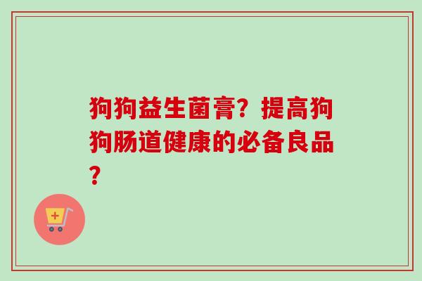 狗狗益生菌膏？提高狗狗肠道健康的必备良品？