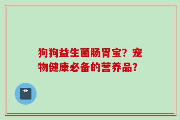 狗狗益生菌肠胃宝？宠物健康必备的营养品？
