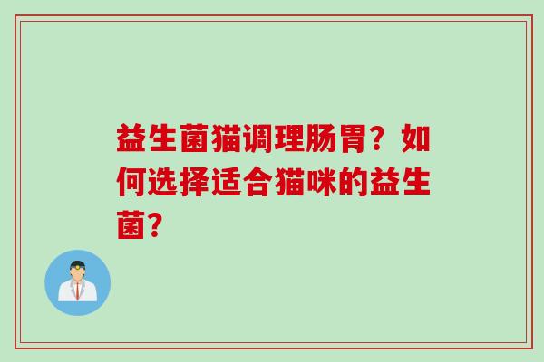 益生菌猫调理肠胃？如何选择适合猫咪的益生菌？