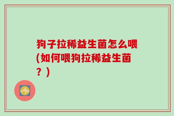 狗子拉稀益生菌怎么喂(如何喂狗拉稀益生菌？)
