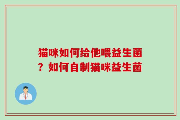 猫咪如何给他喂益生菌？如何自制猫咪益生菌